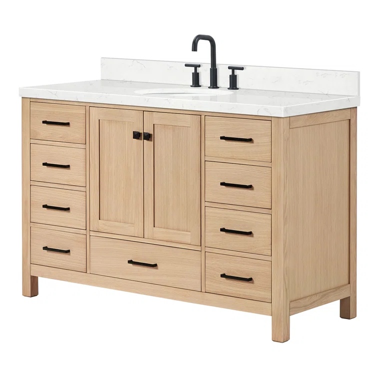 Cambridge 54'' Single Bathroom Vanity with Carrara Marble Top