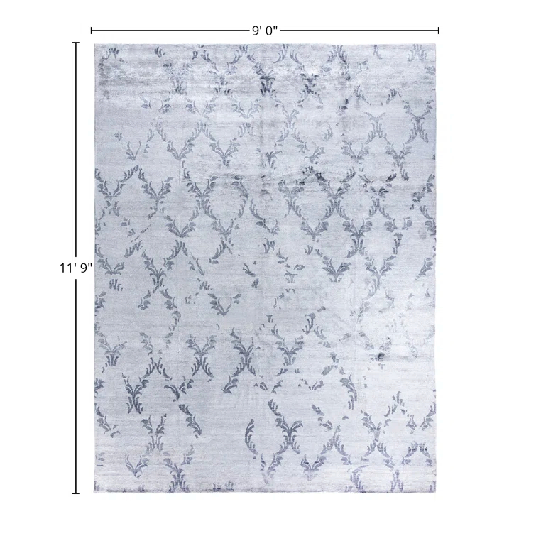 Solo Rugs One-of-a-Kind Rectangle 9' X 11'9" New Age Silk Area Rug Gray