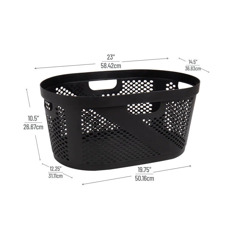 Mind Reader Mind Reader 40L Laundry Basket, Clothes Hamper, Ventilated, Plastic, 23"L x 14.5"W x 10.5"H, 2 Pack (Set of 2)