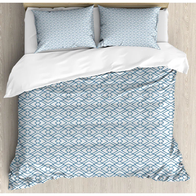 Ambesonne Japanese Eclectic Geometric Shapes Duvet Cover Set
