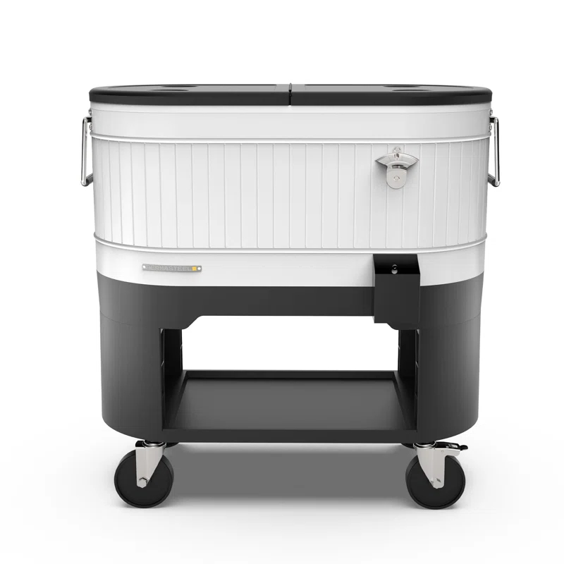 Permasteel 120-Qt Large Outdoor Cooler Cart on Wheels, Rolling Patio Cooler with Dividers for Separate Compartments