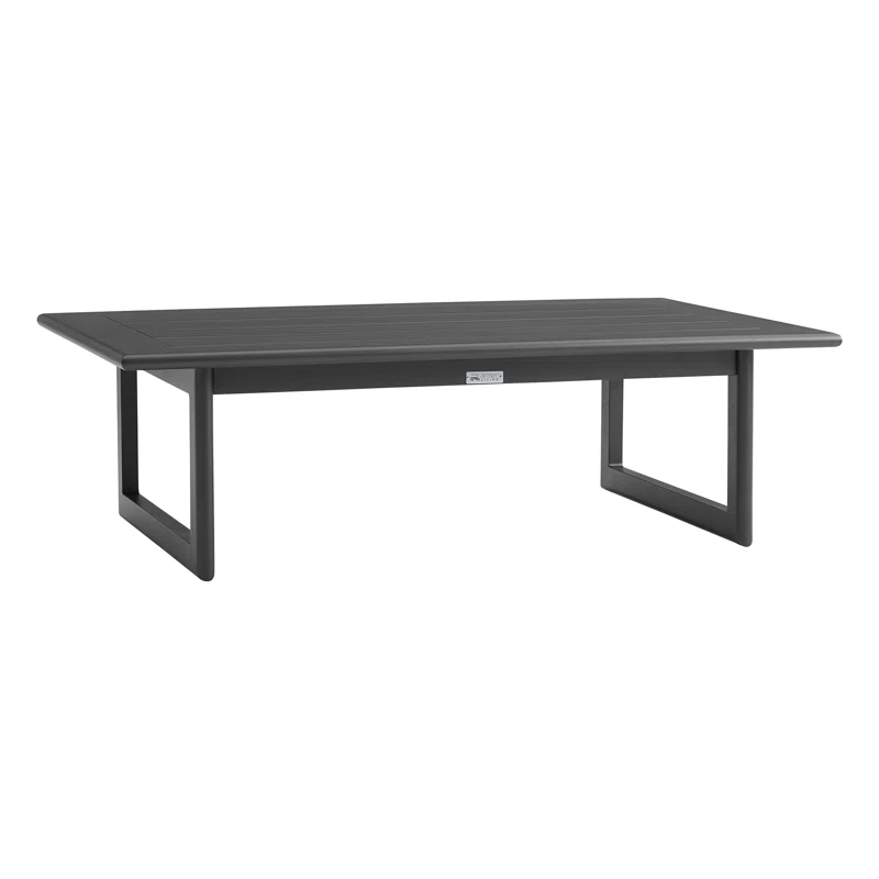 Armen Living Menorca Aluminum Outdoor Coffee Table In Dark Gray