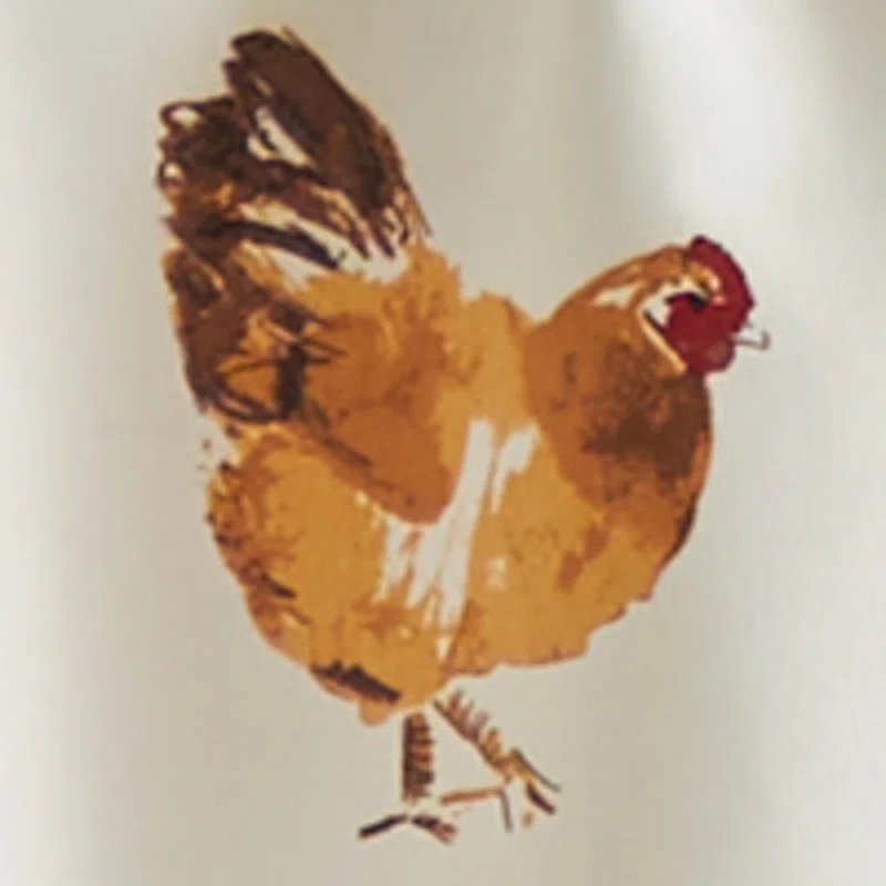 Chickens Light Filtering Rod Pocket Kitchen Curtain Valance and Tiers Set in Navy/White