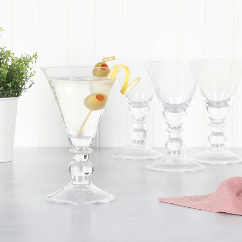 Martha Stewart Crispa 4 Piece 10 Ounce Handmade Goblet/Wine/Martini Glassware Set (Set of 4)