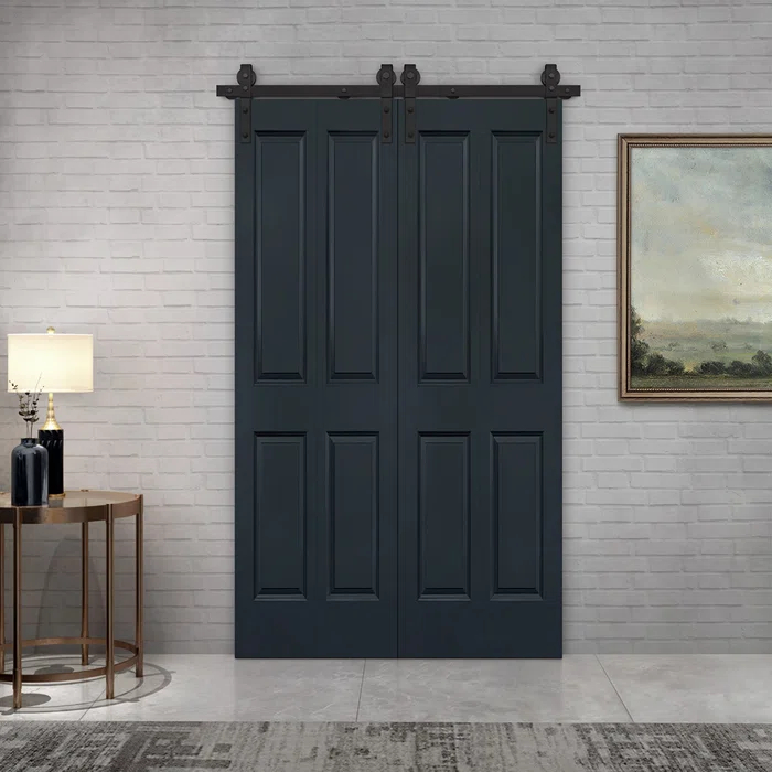 Calhome Paneled MDF Composite Double Bifold Barn Doors with Installation Hardware Kit
