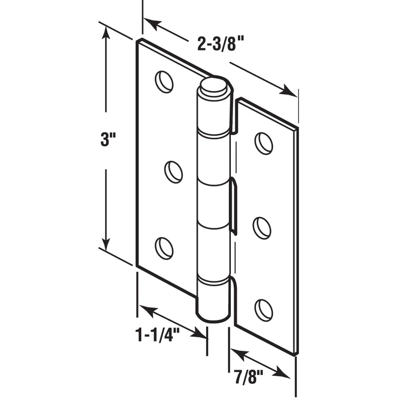 Prime-Line Screen Door Replacement Hinges, 3 in. Long, Steel, Black (Set of 2)