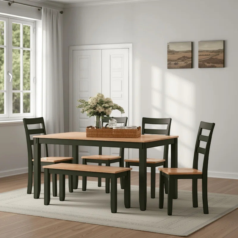 Lark Manor™ Malkin Dining Table With 4 Chairs And Bench, Set Of 6