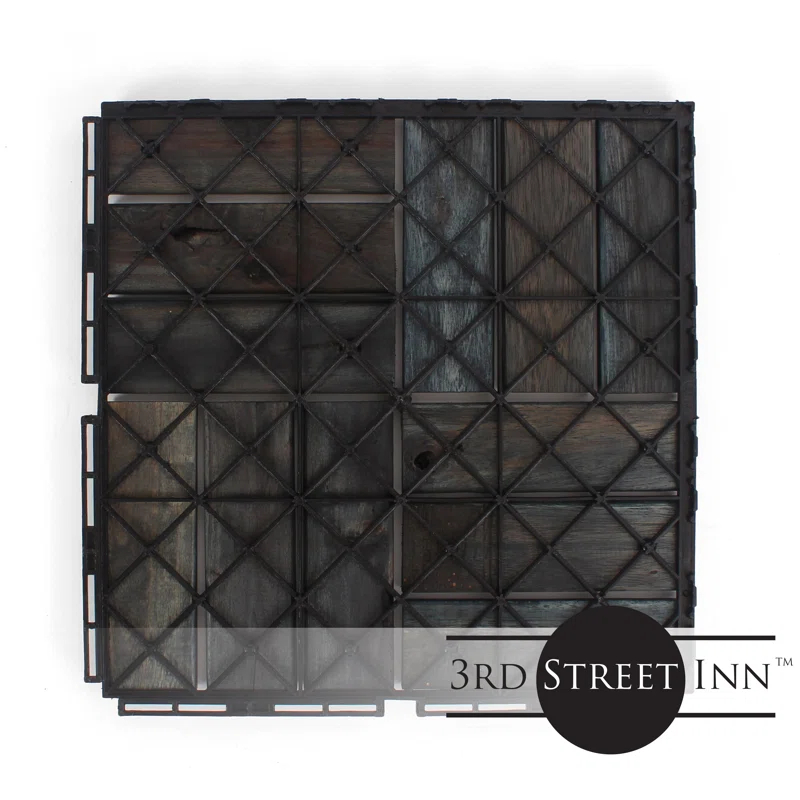3rd Street Inn 12" x 12" Wood Interlocking Deck Tile (Set of 10)