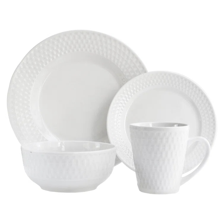 Elle Decor Juliette 16 Piece Porcelain China Dinnerware Set - Service for 4