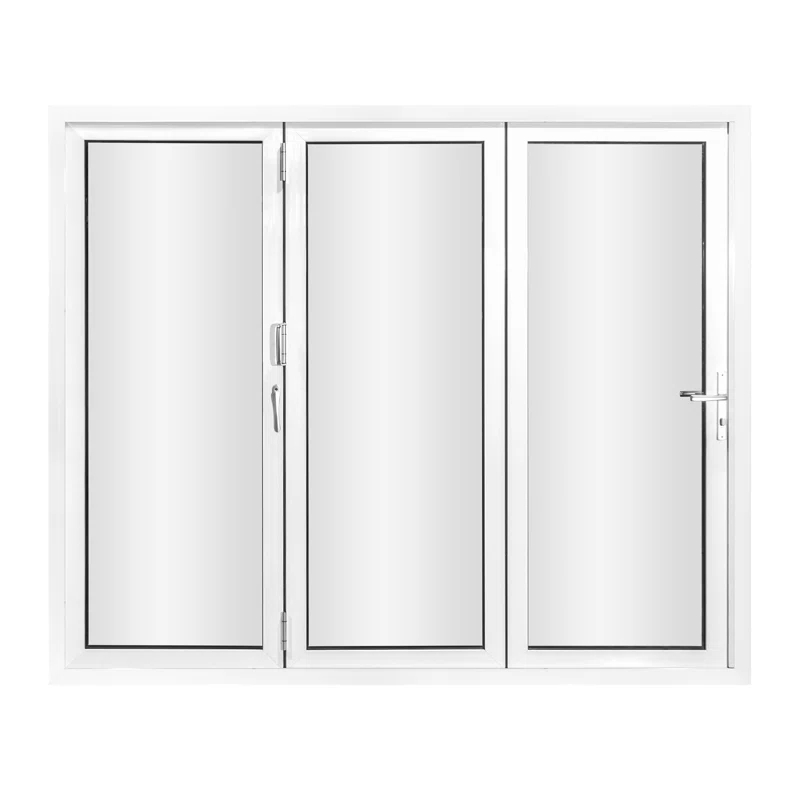KaMic KaMic 96" inch - 3 Panels Glass Aluminum Folding Door In White