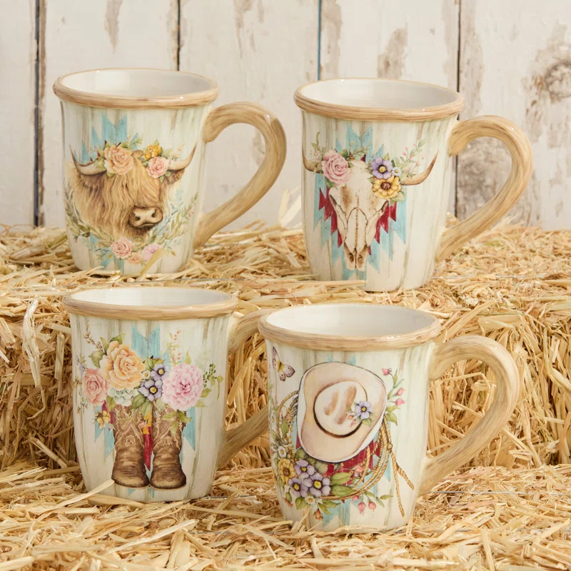 Certified International Rosewood Set of 4 Mug 14 oz. 4 asst.