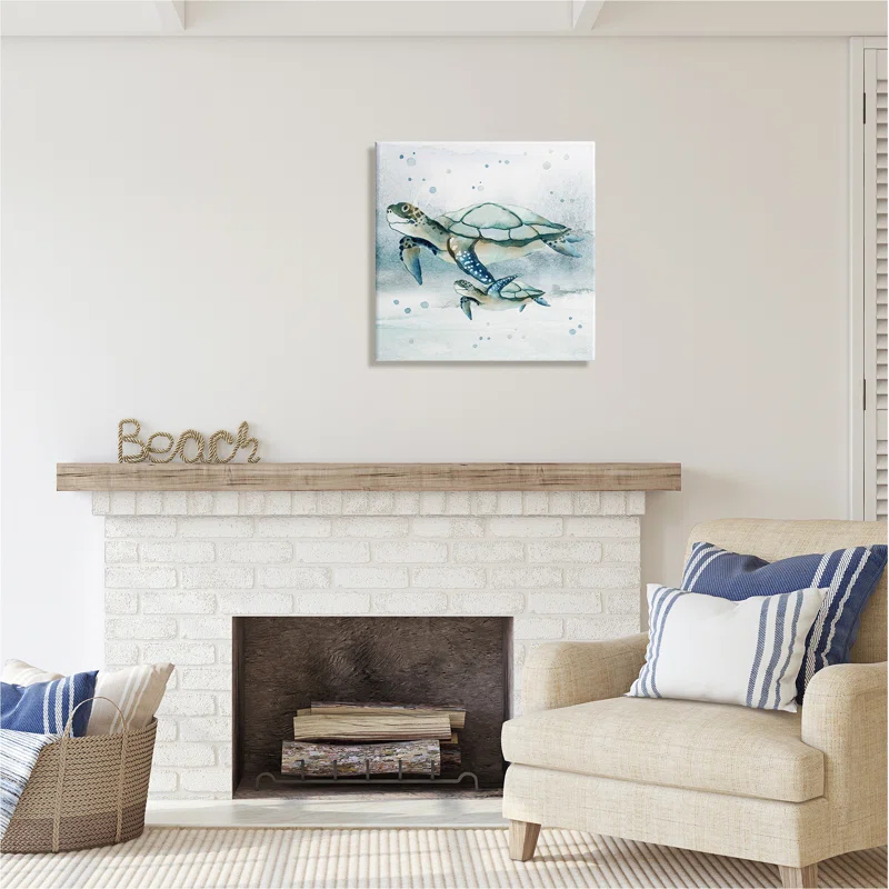 Stupell Industries " Baby Sea Turtle Bubbles " by Janet Tava