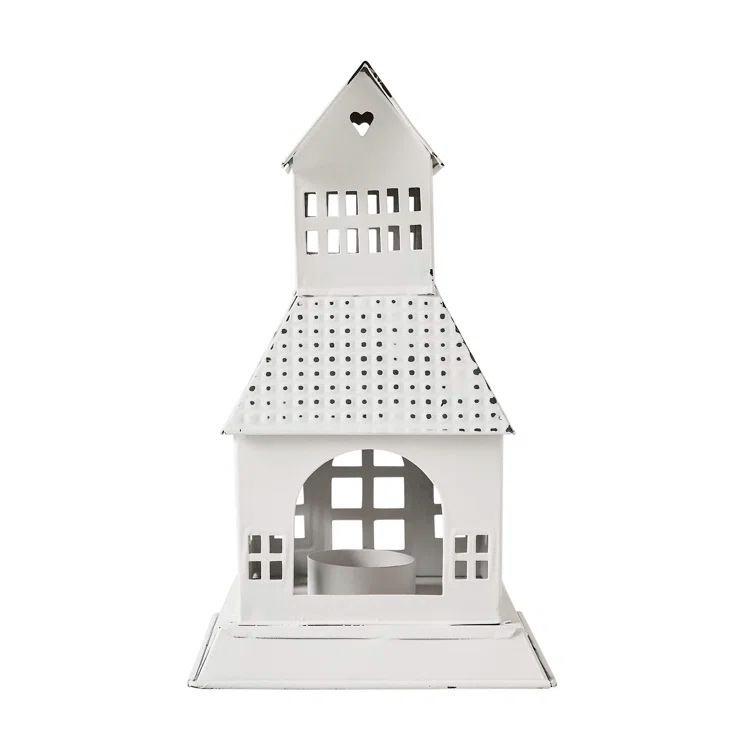VHC Brands Festive Finds Tealight Holder Metal Village House A 9.5x5.5x5.5