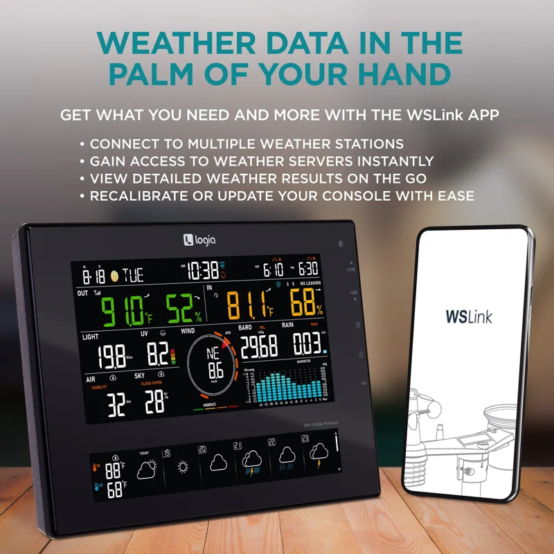 Logia 6'' Solar Powered Wireless Outdoor Weather Station