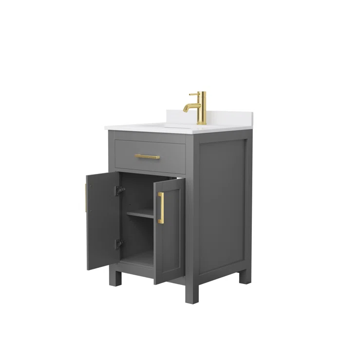 Wyndham Collection Beckett 24" Freestanding Single Bathroom Vanity with Cultured Marble Top