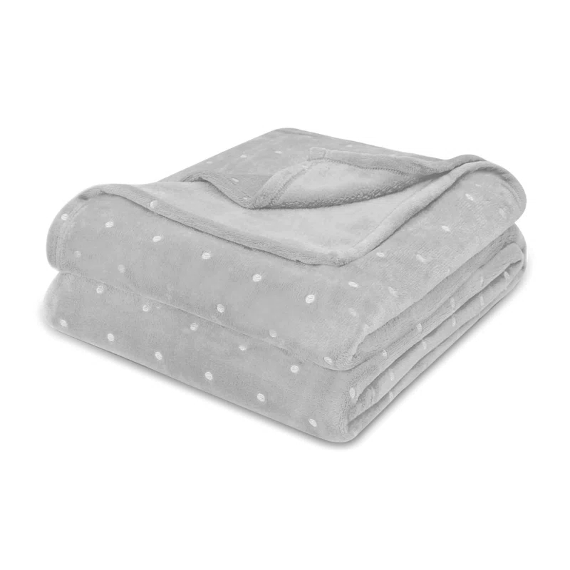 Superior Superior Polka Dots or Solid Fleece Plush Blanket Medium Weight Fluffy Soft Decorative Bedding