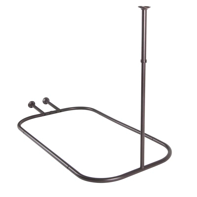 Utopia Alley Rustproof 54" L D-Shaped Fixed Shower Curtain Rod & Hook Set | Wayfair