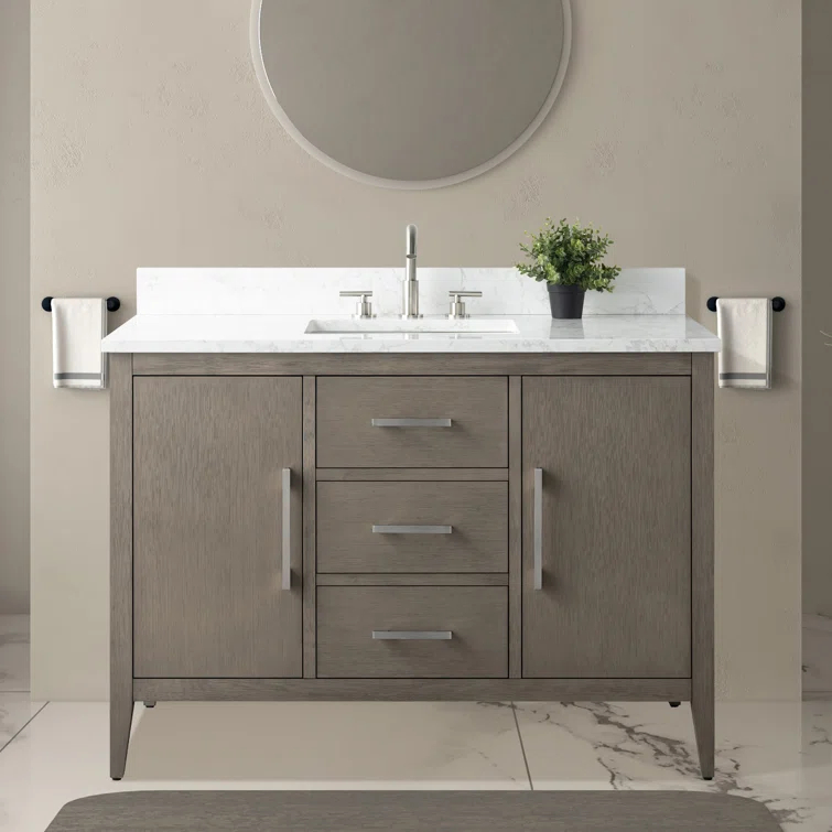 Vanity Art 48'' Single Bathroom Vanity with Engineered Marble Top