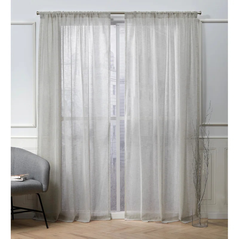 Nicole Miller Nicole Miller Belfry Sheer Rod Pocket Top Curtain Panel (Set of 2)