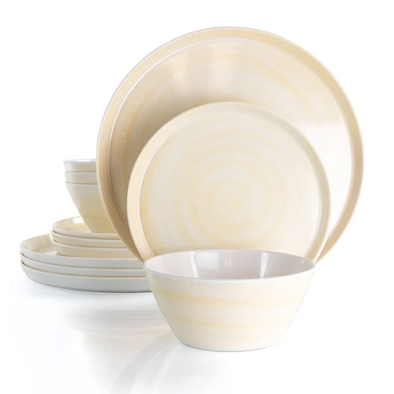 12 Piece Melamine Dinnerware Set - Service for 4