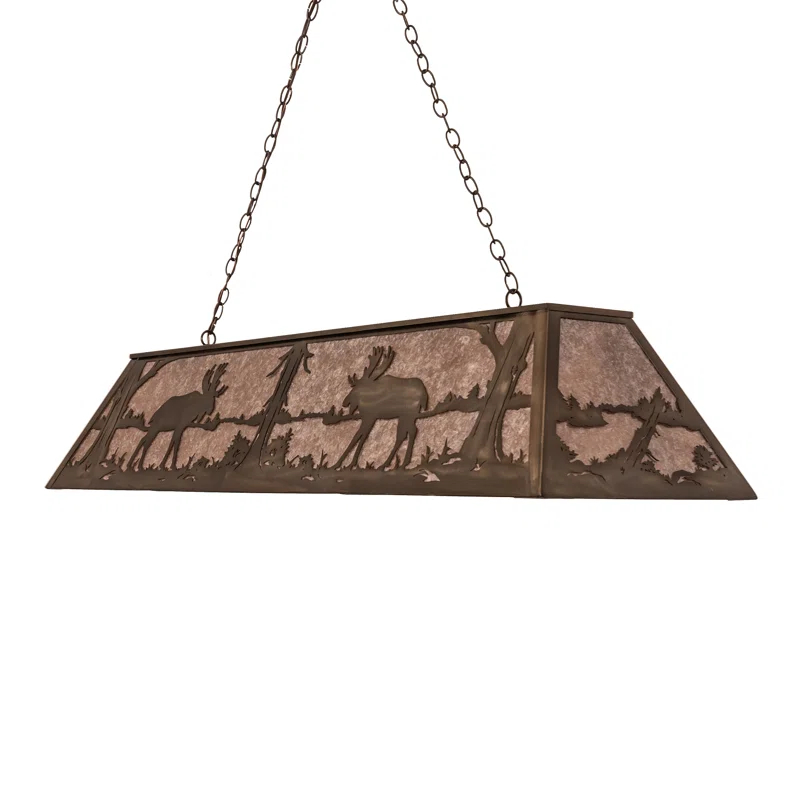 Meyda Lighting Rustic Lodge 9 - Light Antique Copper Pool Table Lights Pendant