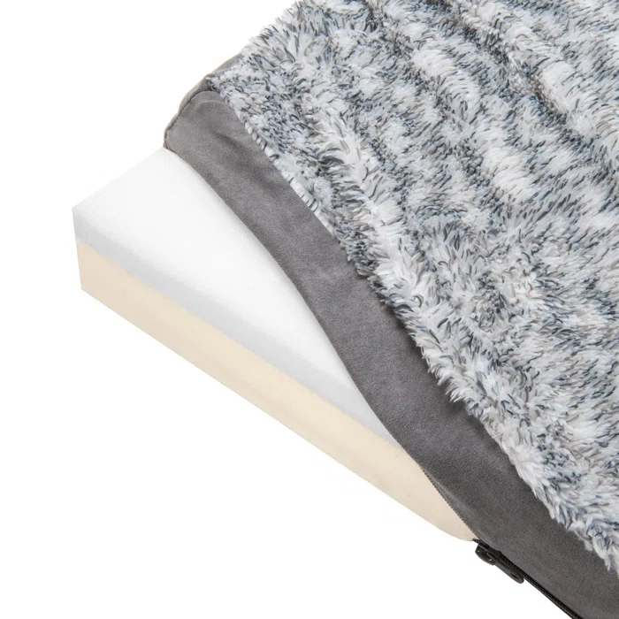 FurHaven Two-Tone Faux Fur and Suede Deluxe Orthopedic Dog Bed