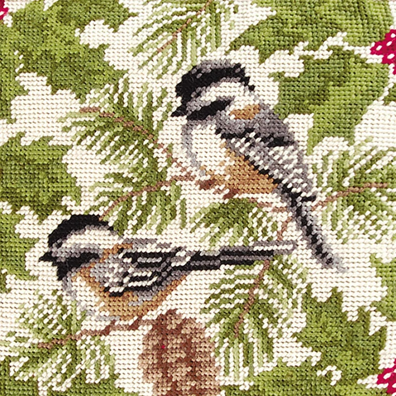 C&F Home Chickadee with Cord Needlepoint Throw Pillow