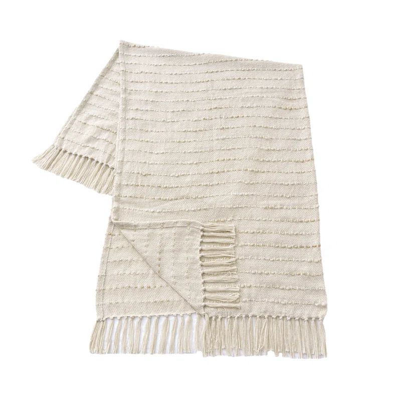 Deep Ombre Striped Handmade Woven Throw Blanket with Fringe