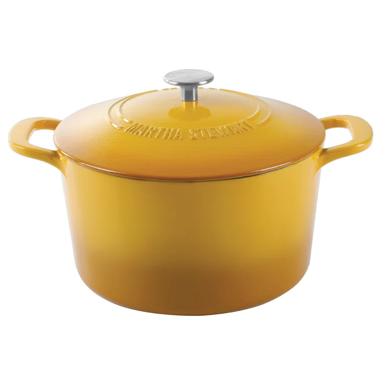 Martha Stewart Martha Stewart 7 Quart Enameled Cast Iron Dutch Oven With Lid In Yellow Ombre