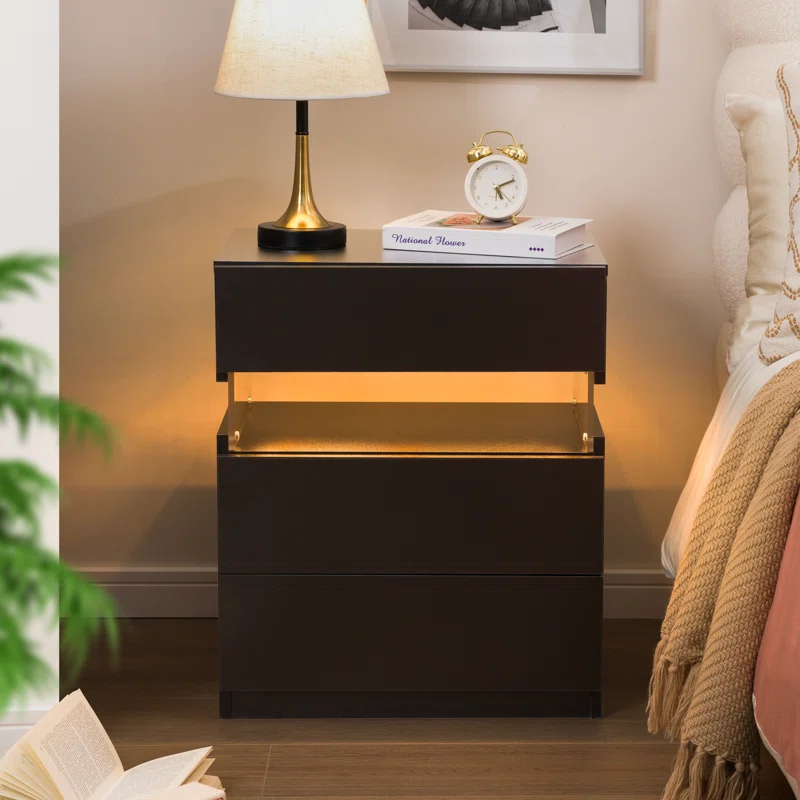 Ivy Bronx Nightstands set of 2 LED Night Stand (Set of 2)