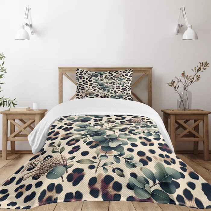 Ambesonne Floral Coverlet Set
