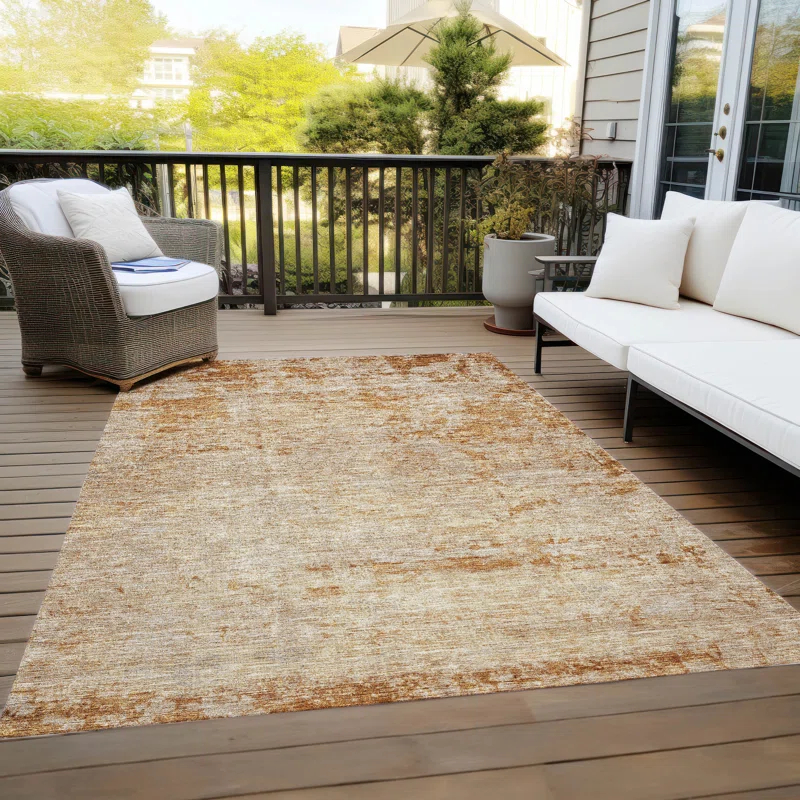 Machine Washable Indoor/Outdoor Cicel ACN1164 Copper Rug