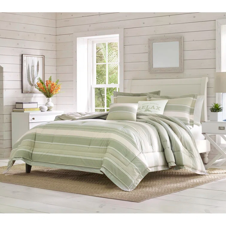 Tommy Bahama Home Tommy Bahama Serenity Green Cotton Reversible 5 Piece Comforter Set