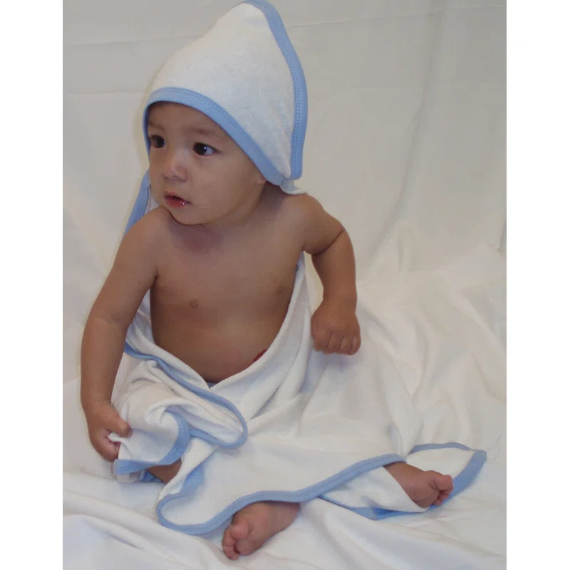 Bambini Hooded Towel With Pink Binding And Screen Prints