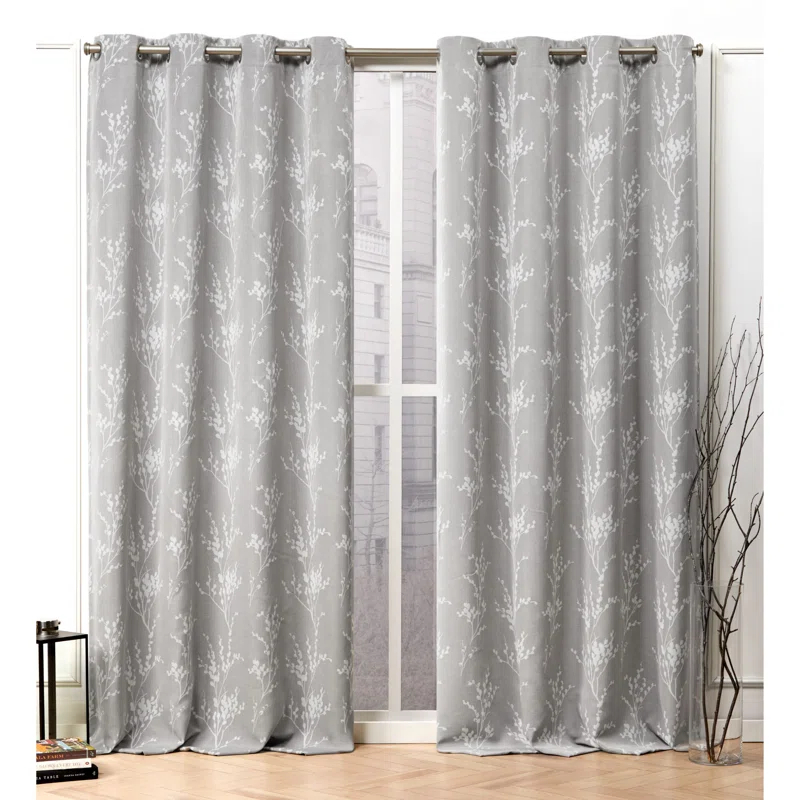 Nicole Miller Nicole Miller Turion Floral Room Darkening Blackout Grommet Top Curtain Panel Pair (Set of 2)
