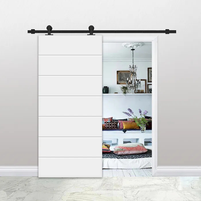 Calhome Hollow Paneled Painted with Installation Hardware Kit Barn Door