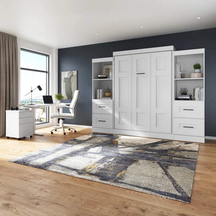 Bestar Edge Murphy Storage Bed and Shelving Units with Drawers