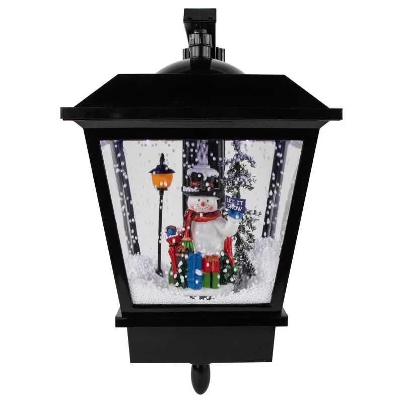 Northlight Seasonal Lighted and Musical Wall Mounted Snowing Christmas Street Lamp