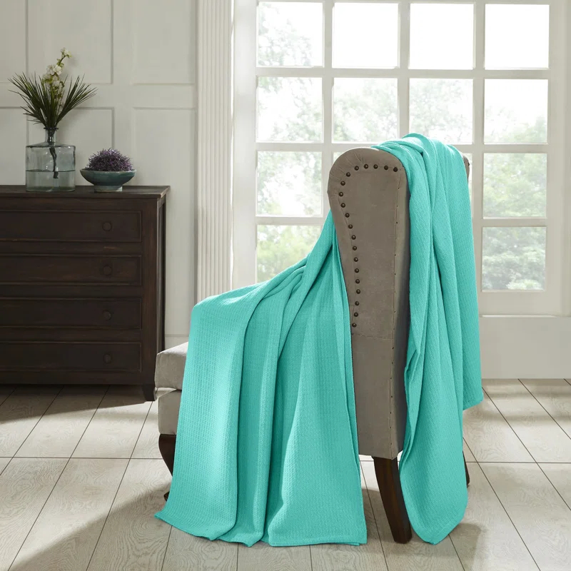 Superior Waffle Weave Honeycomb Knit Soft Textured All-Season Cotton Blanket