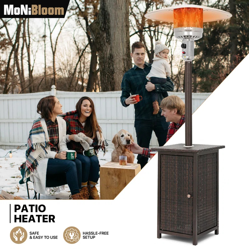 MoNiBloom Outdoor Patio Heater, 48,000 BTU Gas Propane Standing Patio Heater for Commercial & Residential Use