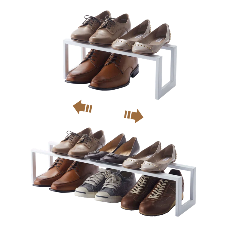 Yamazaki Home Adjustable Shoe Rack, Small, Steel,  Holds 4 to 8 shoes, Expandable, Stackable