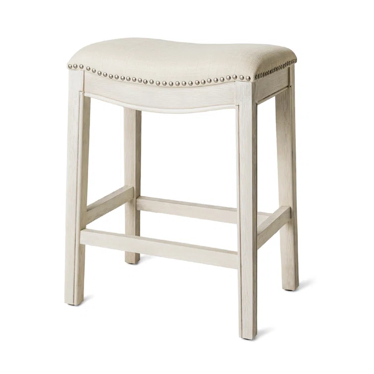 Maven Lane Adrien Saddle Barstool with Vegan Leather Upholstery