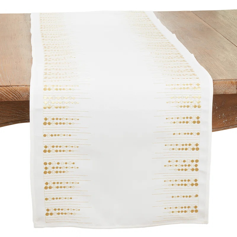 Saro Charming Embroidered Dots Table Runner