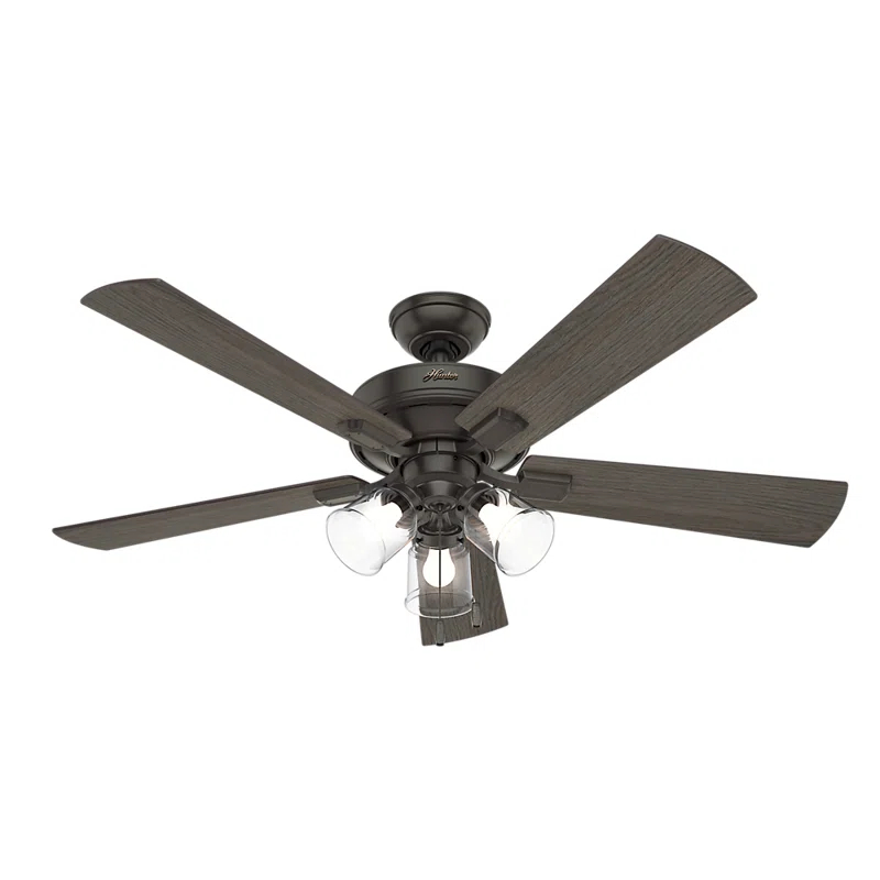 Hunter Fan 52" Crestfield 5 - Blade Modern Farmhouse Indoor Ceiling Fan with Light and Pull Chains