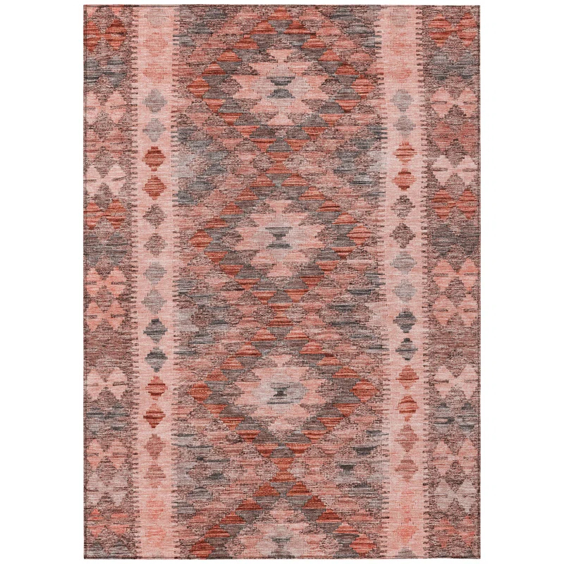 Machine Washable Indoor/Outdoor Claudian ACN1226 Terracotta Rug