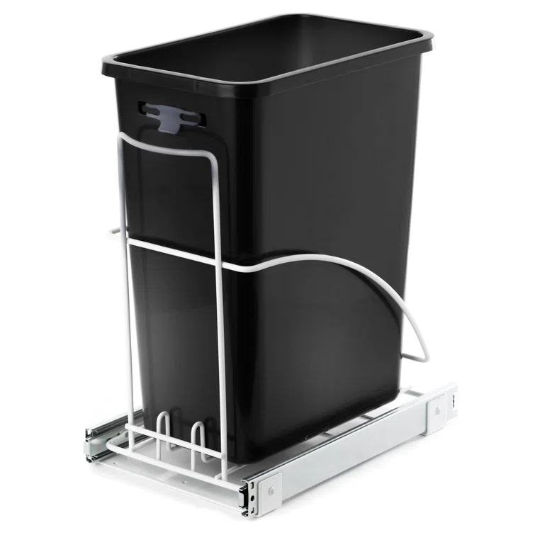 Home Zone Living Home Zone Living 7.6 Gallon Under Cabinet Open Pull Out Trash Can, Adjustable Slide Out Waste Bin