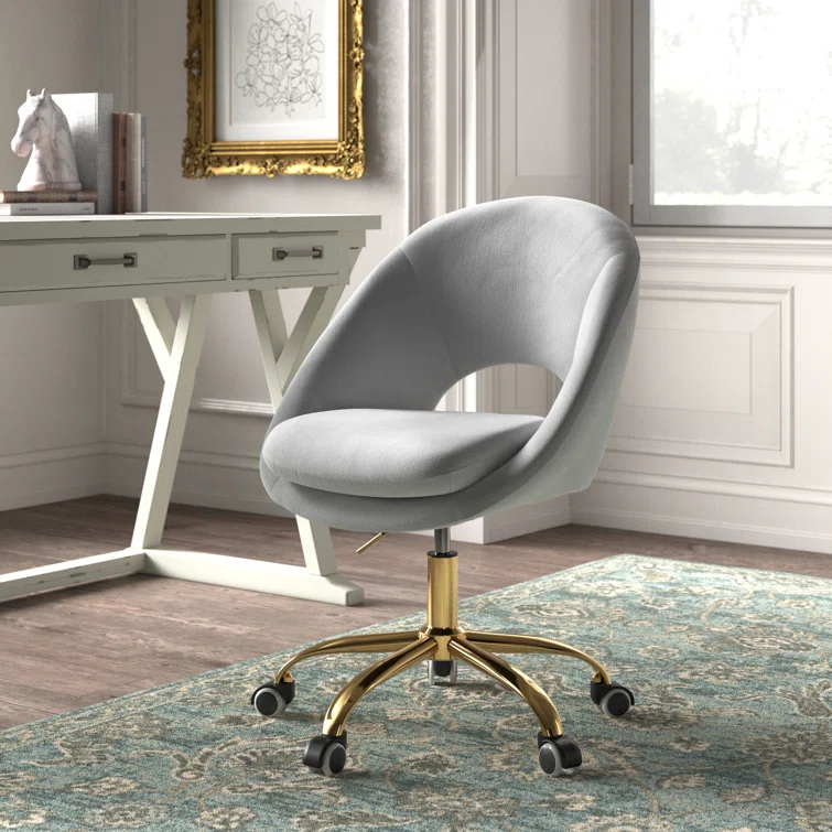 Kelly Clarkson Home Louise Velvet Modern Task Chair with Ergonomic Design
