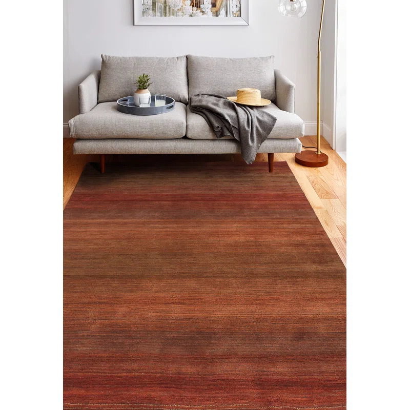 Darya Home Waldo Collection Contemporary Solid Area Rug Rust