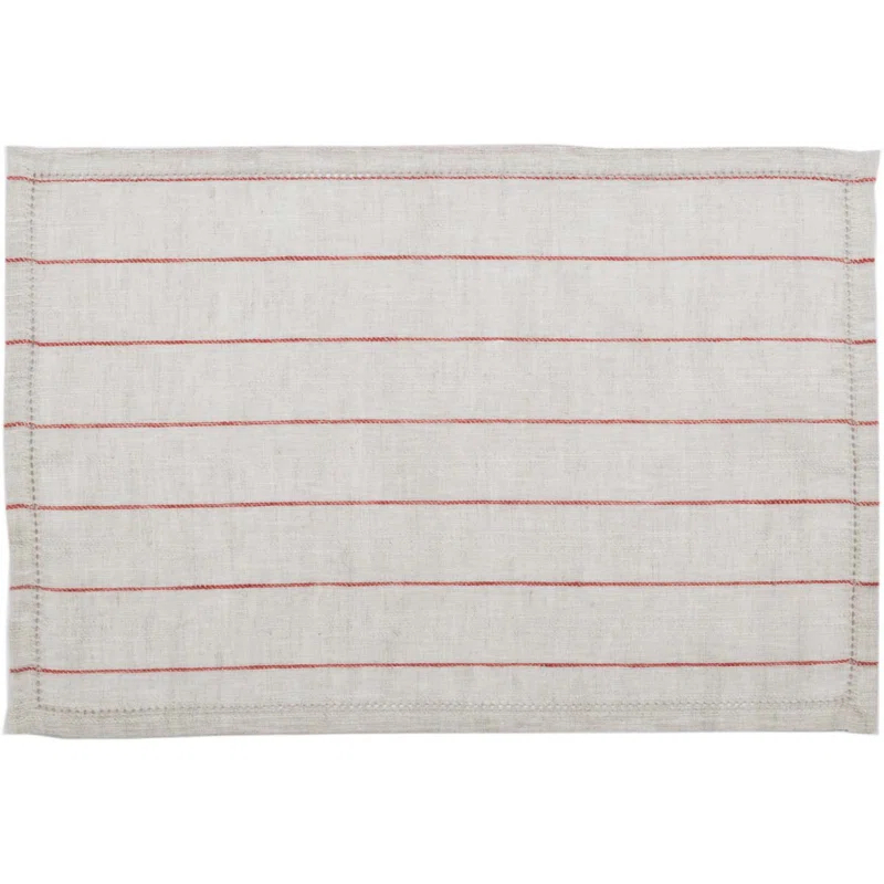 Gracie Oaks Inloes Linen Striped Rectangle Placemat (Set of 6)