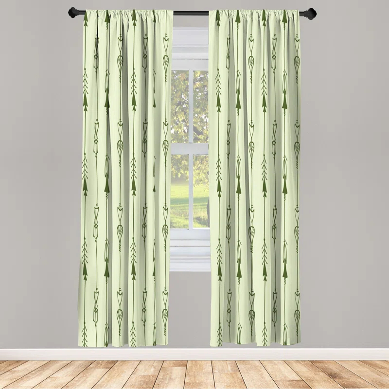 Ambesonne Microfiber Arrow Semi-Sheer Rod Pocket Curtain Panels (Set of 2)
